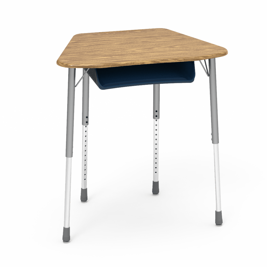 Virco ZOCTBOXM - ZUMA Series Student Desk, Collaborative Shape Hard Plastic Top for 8-Desk Octagonal Grouping, 22"-34"H with plastic book box - SchoolOutlet