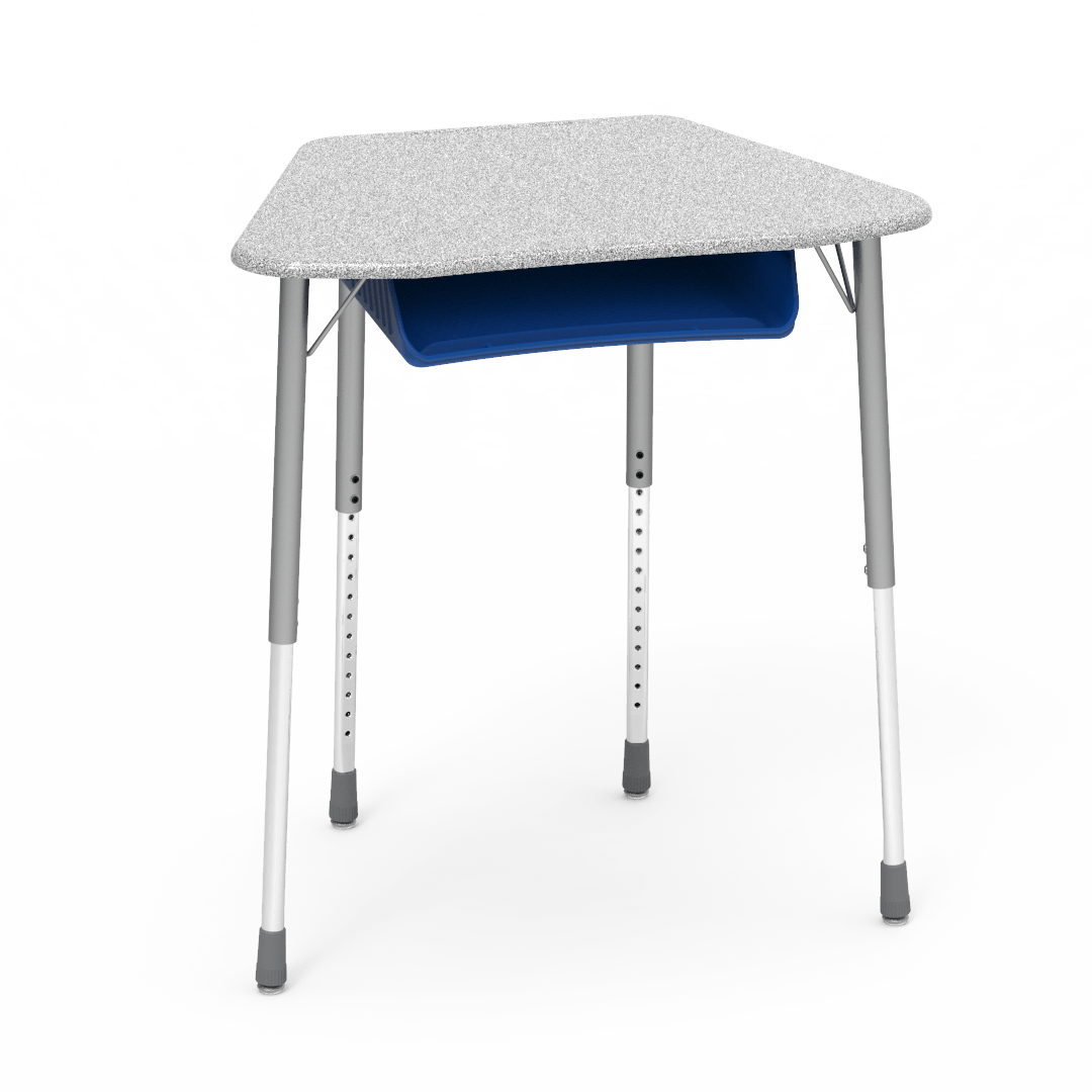 Virco ZOCTBOXM - ZUMA Series Student Desk, Collaborative Shape Hard Plastic Top for 8-Desk Octagonal Grouping, 22"-34"H with plastic book box - SchoolOutlet