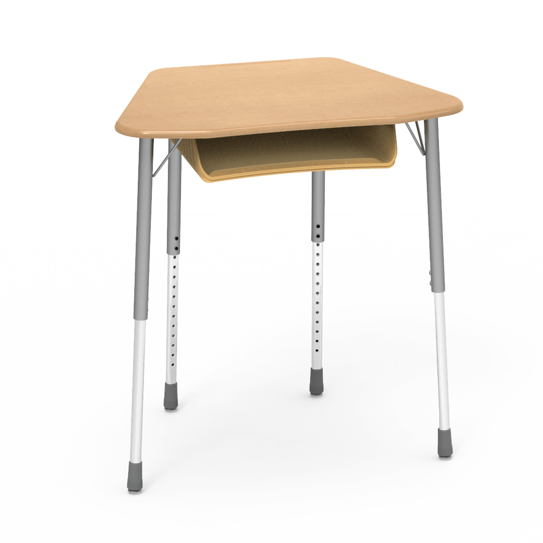 Virco ZOCTBOXM - ZUMA Series Student Desk, Collaborative Shape Hard Plastic Top for 8-Desk Octagonal Grouping, 22"-34"H with plastic book box - SchoolOutlet