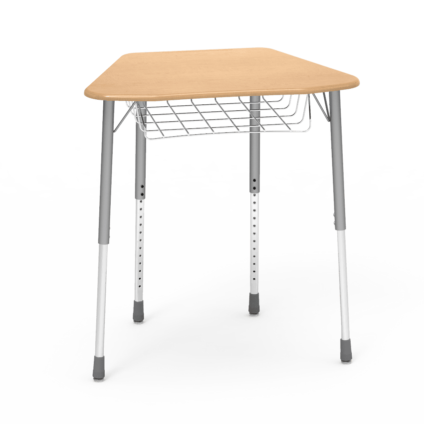 Virco ZOCTBRM - ZUMA Series Student Desk, Collaborative Shape Hard Plastic Top for 8-Desk Octagonal Grouping, 22"-34"H with wire book box - SchoolOutlet