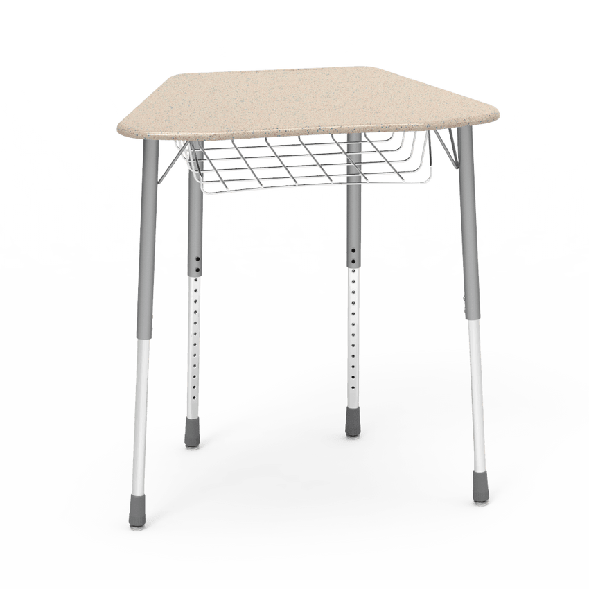Virco ZOCTBRM - ZUMA Series Student Desk, Collaborative Shape Hard Plastic Top for 8-Desk Octagonal Grouping, 22"-34"H with wire book box - SchoolOutlet