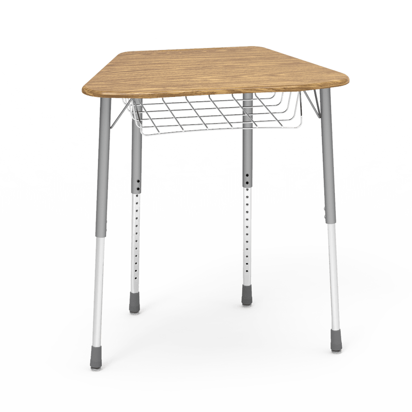Virco ZOCTBRM - ZUMA Series Student Desk, Collaborative Shape Hard Plastic Top for 8-Desk Octagonal Grouping, 22"-34"H with wire book box - SchoolOutlet