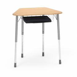 Virco ZOCTBRTM - ZUMA Series Student Desk, Collaborative Shape Hard Plastic Top for 8-Desk Octagonal Grouping, 22"-34"H with wire book box with pencil tray