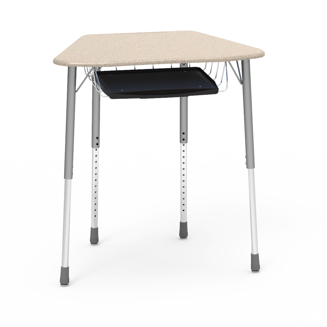 Virco ZOCTBRTM - ZUMA Series Student Desk, Collaborative Shape Hard Plastic Top for 8-Desk Octagonal Grouping, 22"-34"H with wire book box with pencil tray - SchoolOutlet