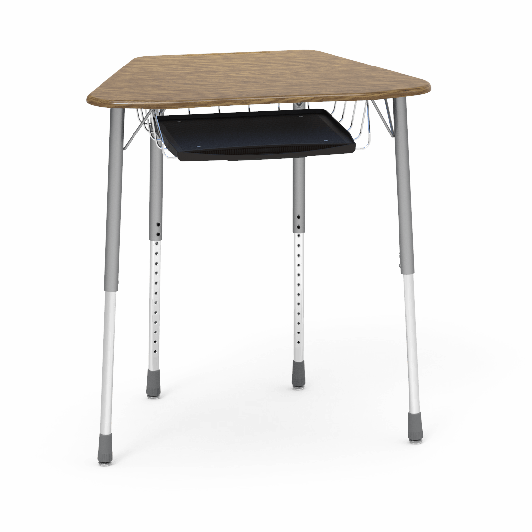 Virco ZOCTBRTM - ZUMA Series Student Desk, Collaborative Shape Hard Plastic Top for 8-Desk Octagonal Grouping, 22"-34"H with wire book box with pencil tray - SchoolOutlet