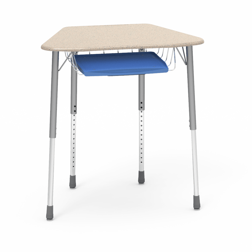 Virco ZOCTBRTM - ZUMA Series Student Desk, Collaborative Shape Hard Plastic Top for 8-Desk Octagonal Grouping, 22"-34"H with wire book box with pencil tray - SchoolOutlet