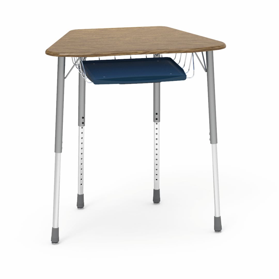 Virco ZOCTBRTM - ZUMA Series Student Desk, Collaborative Shape Hard Plastic Top for 8-Desk Octagonal Grouping, 22"-34"H with wire book box with pencil tray - SchoolOutlet