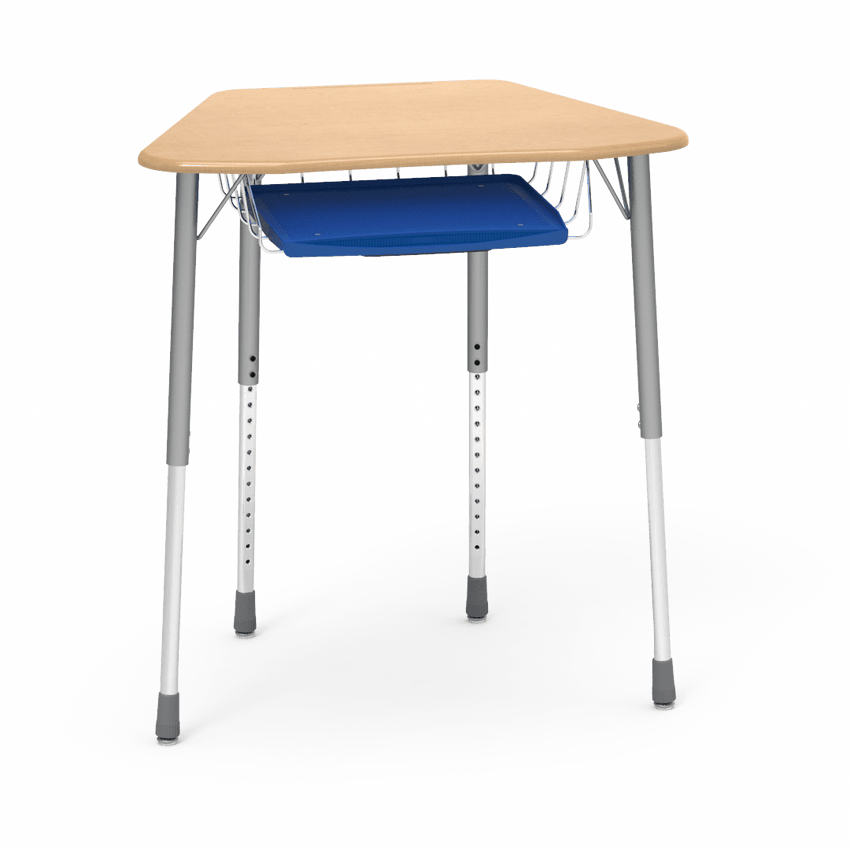 Virco ZOCTBRTM - ZUMA Series Student Desk, Collaborative Shape Hard Plastic Top for 8-Desk Octagonal Grouping, 22"-34"H with wire book box with pencil tray - SchoolOutlet