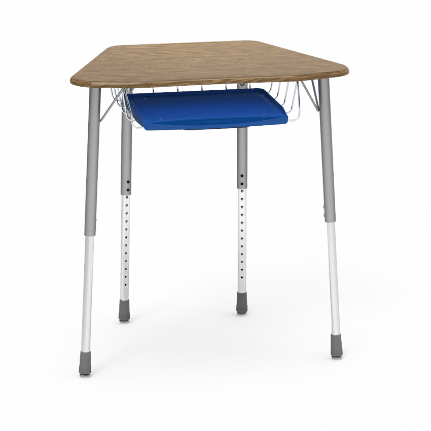 Virco ZOCTBRTM - ZUMA Series Student Desk, Collaborative Shape Hard Plastic Top for 8-Desk Octagonal Grouping, 22"-34"H with wire book box with pencil tray - SchoolOutlet