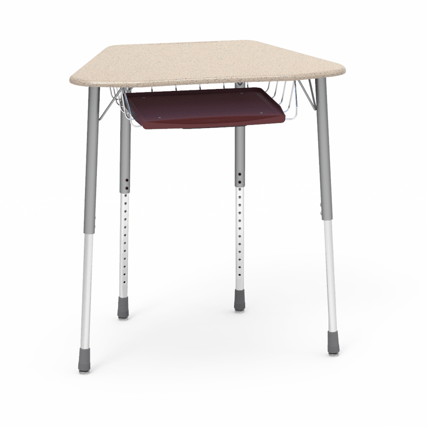 Virco ZOCTBRTM - ZUMA Series Student Desk, Collaborative Shape Hard Plastic Top for 8-Desk Octagonal Grouping, 22"-34"H with wire book box with pencil tray - SchoolOutlet