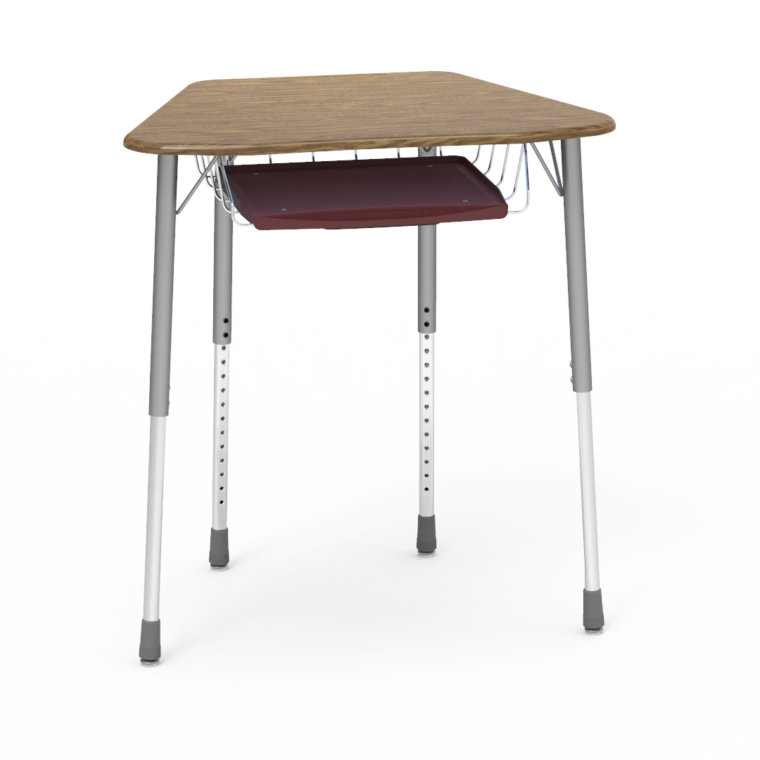 Virco ZOCTBRTM - ZUMA Series Student Desk, Collaborative Shape Hard Plastic Top for 8-Desk Octagonal Grouping, 22"-34"H with wire book box with pencil tray - SchoolOutlet