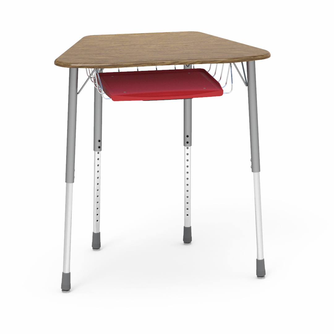 Virco ZOCTBRTM - ZUMA Series Student Desk, Collaborative Shape Hard Plastic Top for 8-Desk Octagonal Grouping, 22"-34"H with wire book box with pencil tray - SchoolOutlet