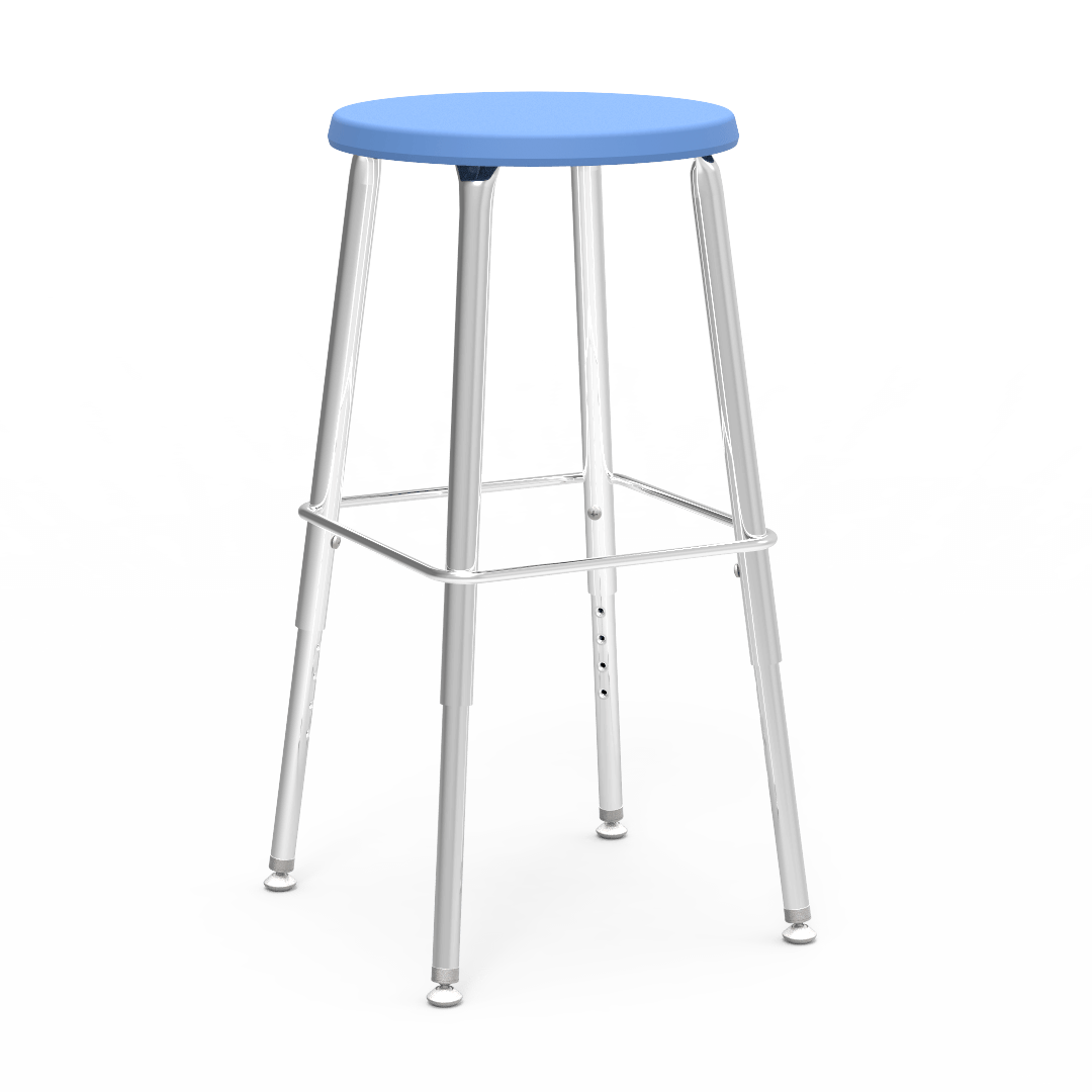 Virco 1201927SG - 120 Series Stool with Molded Polypropylene Seat - 19-27" Adjustable Seat Height and Foot Rest - SchoolOutlet