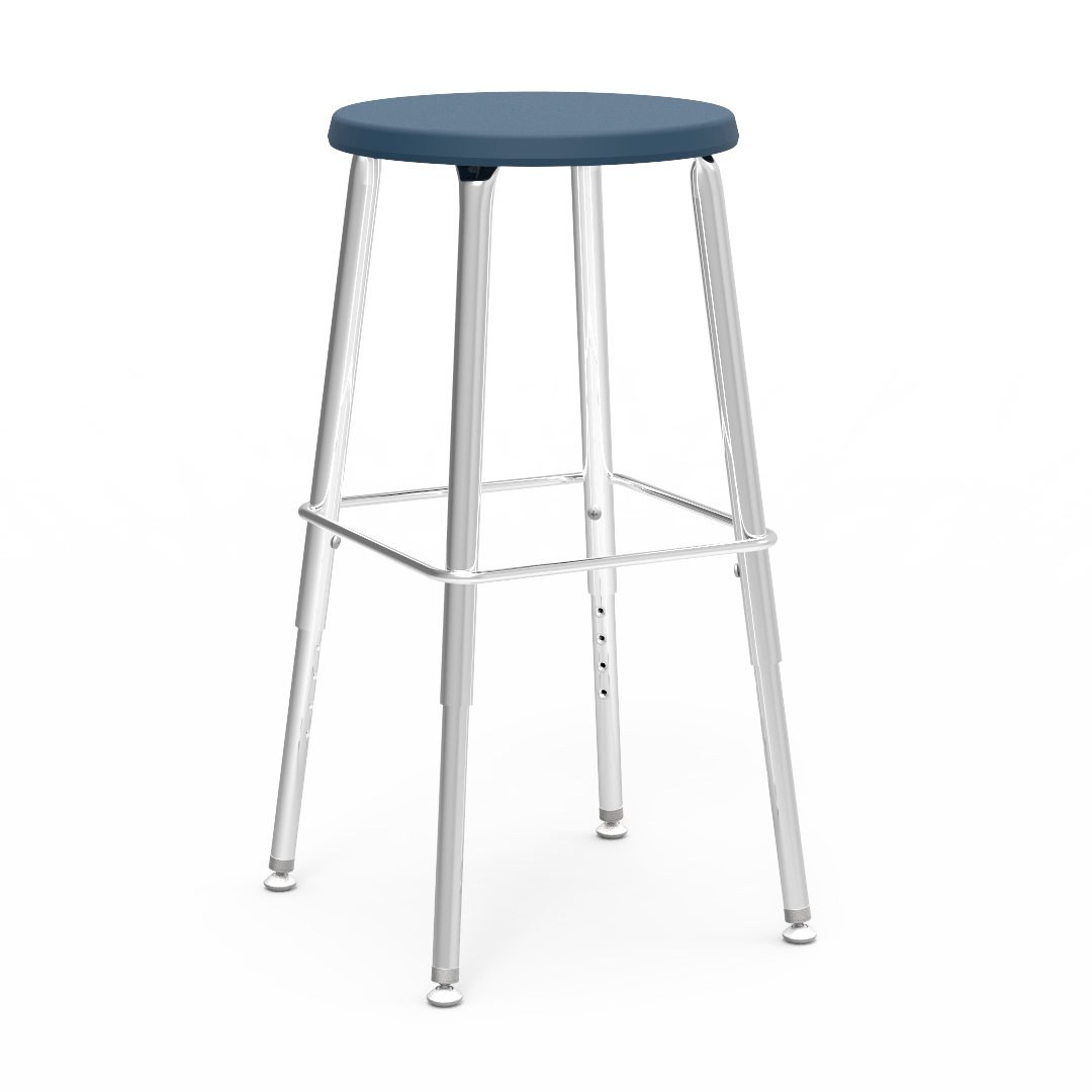 Virco 1201927SG - 120 Series Stool with Molded Polypropylene Seat - 19-27" Adjustable Seat Height and Foot Rest - SchoolOutlet