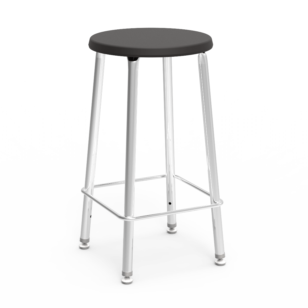 Virco 12024 - Virco 120 Series 24" High Stool with Colored Plastic Seat, Chrome Frame and footrest - SchoolOutlet