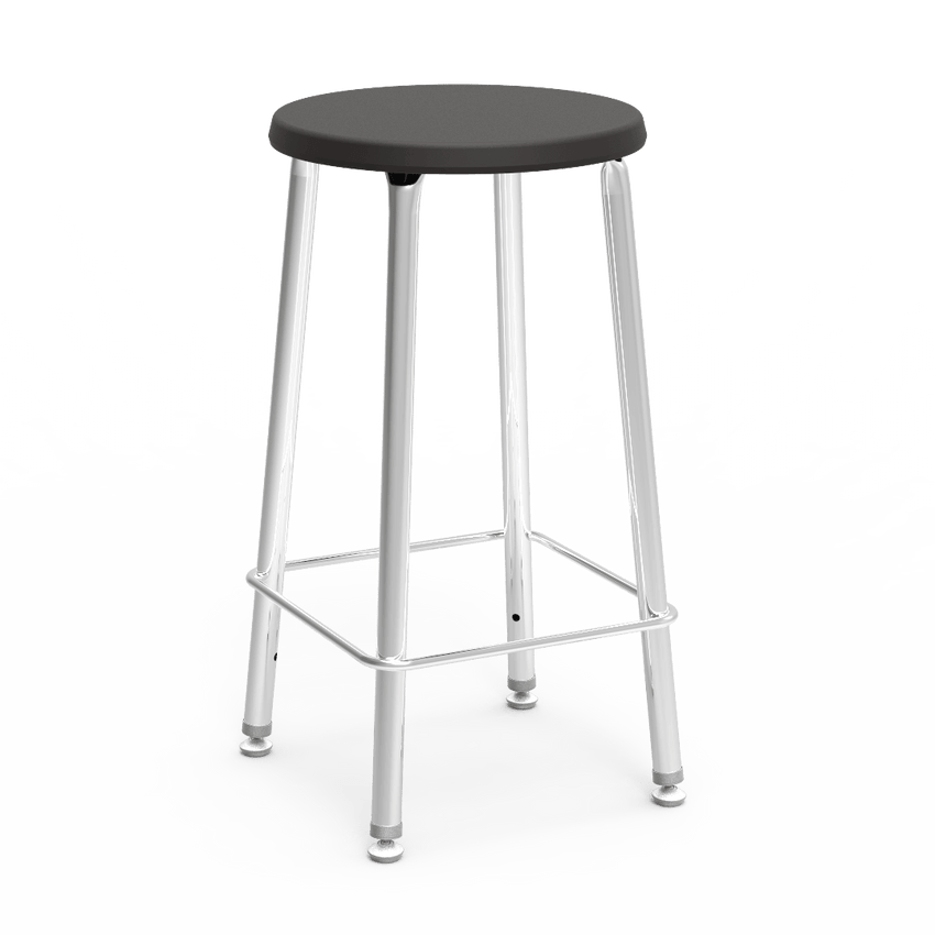 Virco 12024 - Virco 120 Series 24" High Stool with Colored Plastic Seat, Chrome Frame and footrest - SchoolOutlet