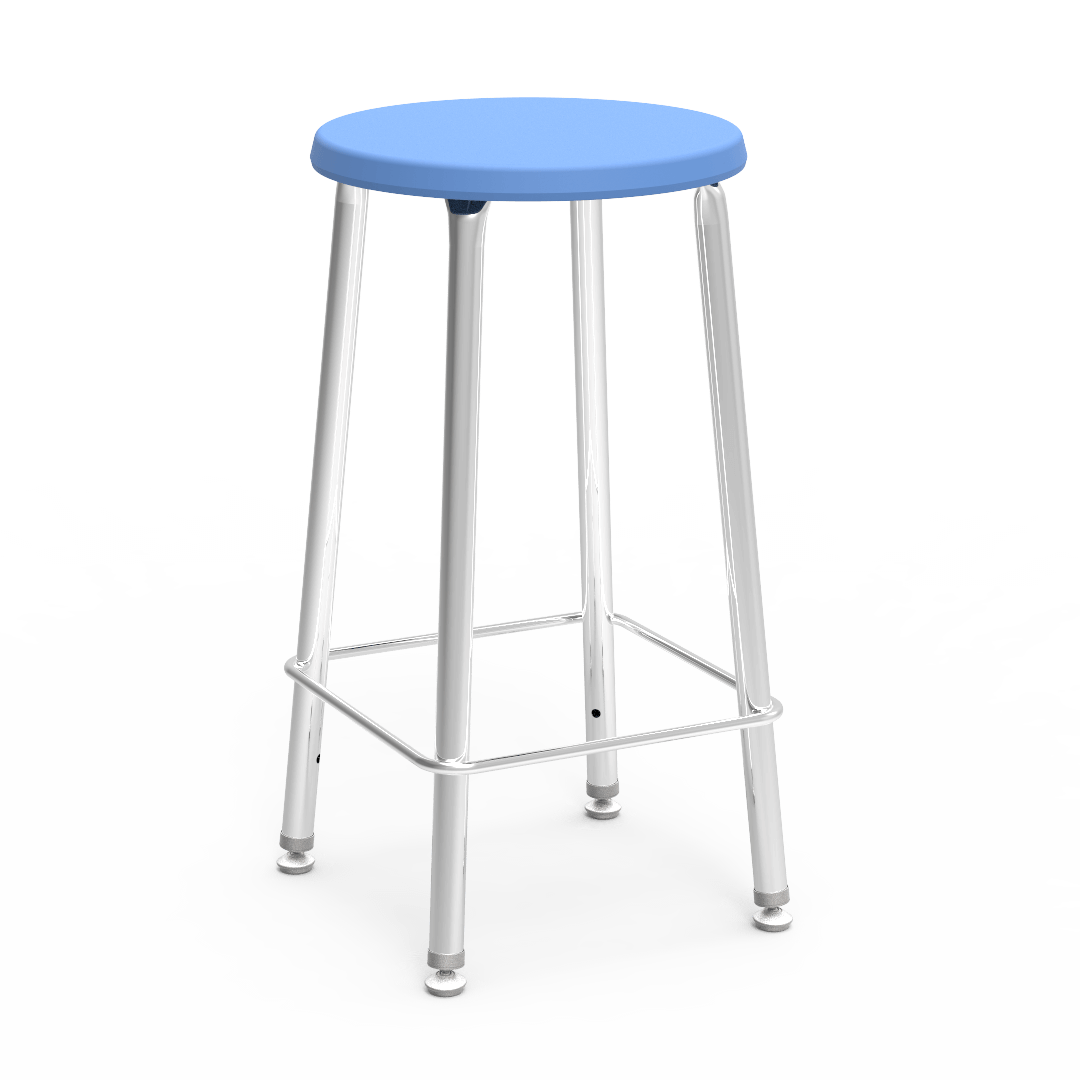 Virco 12024 - Virco 120 Series 24" High Stool with Colored Plastic Seat, Chrome Frame and footrest - SchoolOutlet