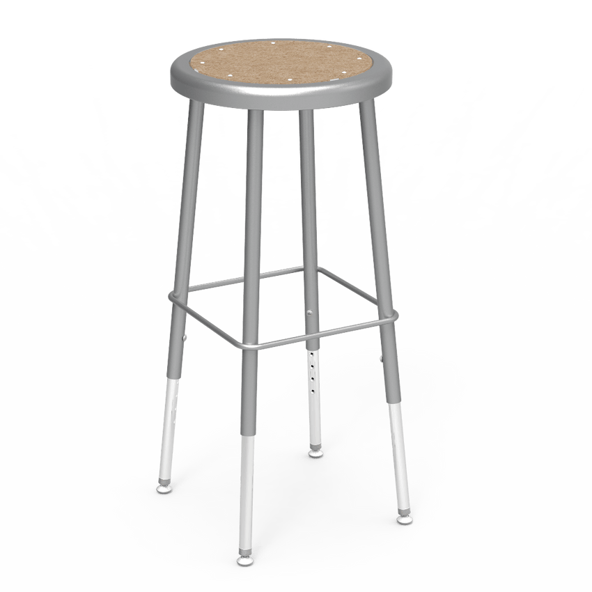 Virco 1221927SG - 122 Series Stool, Steel Seat with Masonite Inset - 19-27" Adjustable Seat Height - SchoolOutlet