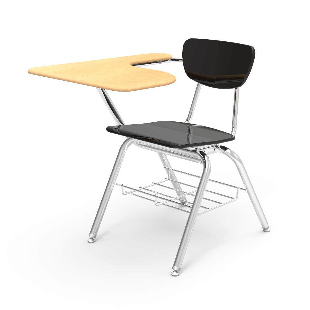 Virco 3700BRL Student Tablet Arm Chair Desk with 18 Hard Plastic Seat Laminate Top and Bookrack for Schools and Classrooms