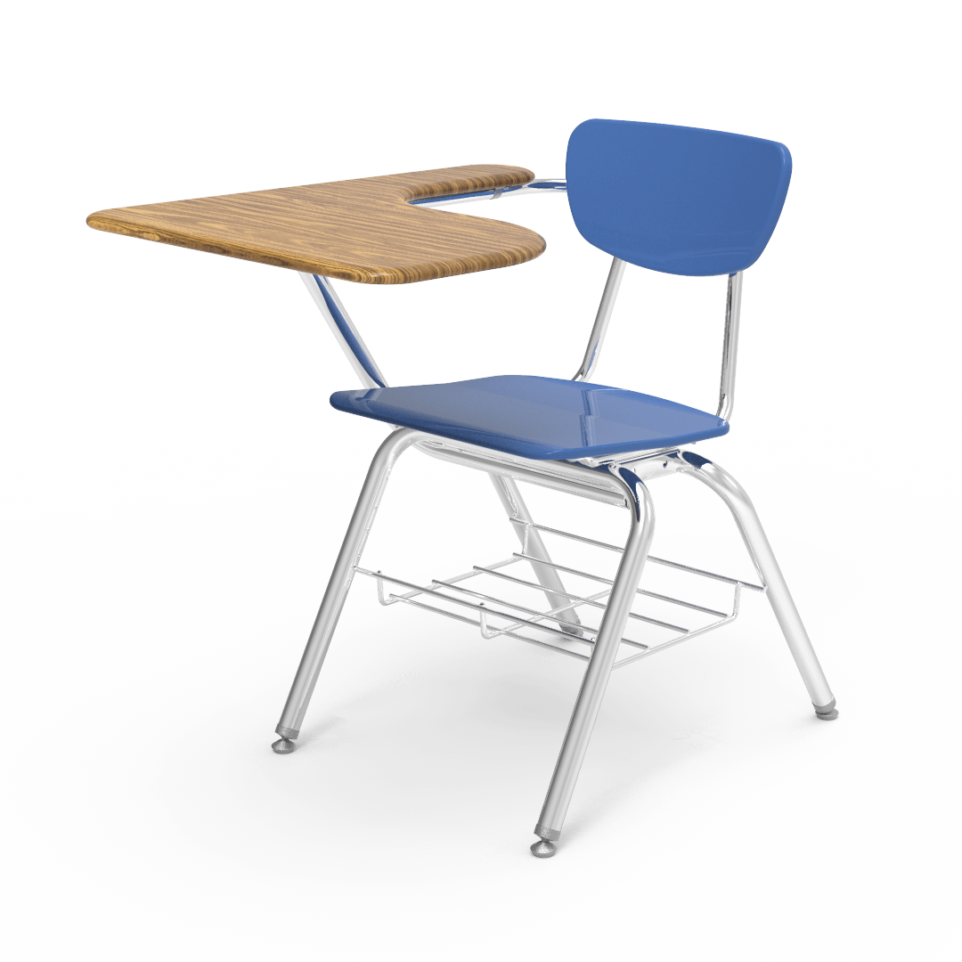 Virco 3700BRL Student Tablet Arm Chair Desk with 18" Hard Plastic Seat, Laminate Top and Bookrack for Schools and Classrooms - SchoolOutlet