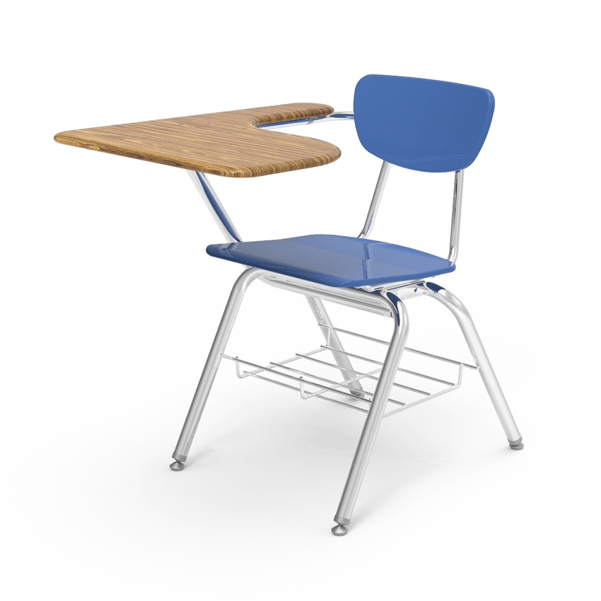 Virco 3700BRL Student Tablet Arm Chair Desk with 18" Hard Plastic Seat, Laminate Top and Bookrack for Schools and Classrooms - SchoolOutlet