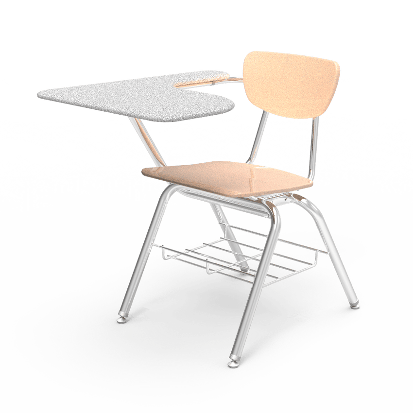 Virco 3700BRL Student Tablet Arm Chair Desk with 18" Hard Plastic Seat, Laminate Top and Bookrack for Schools and Classrooms - SchoolOutlet