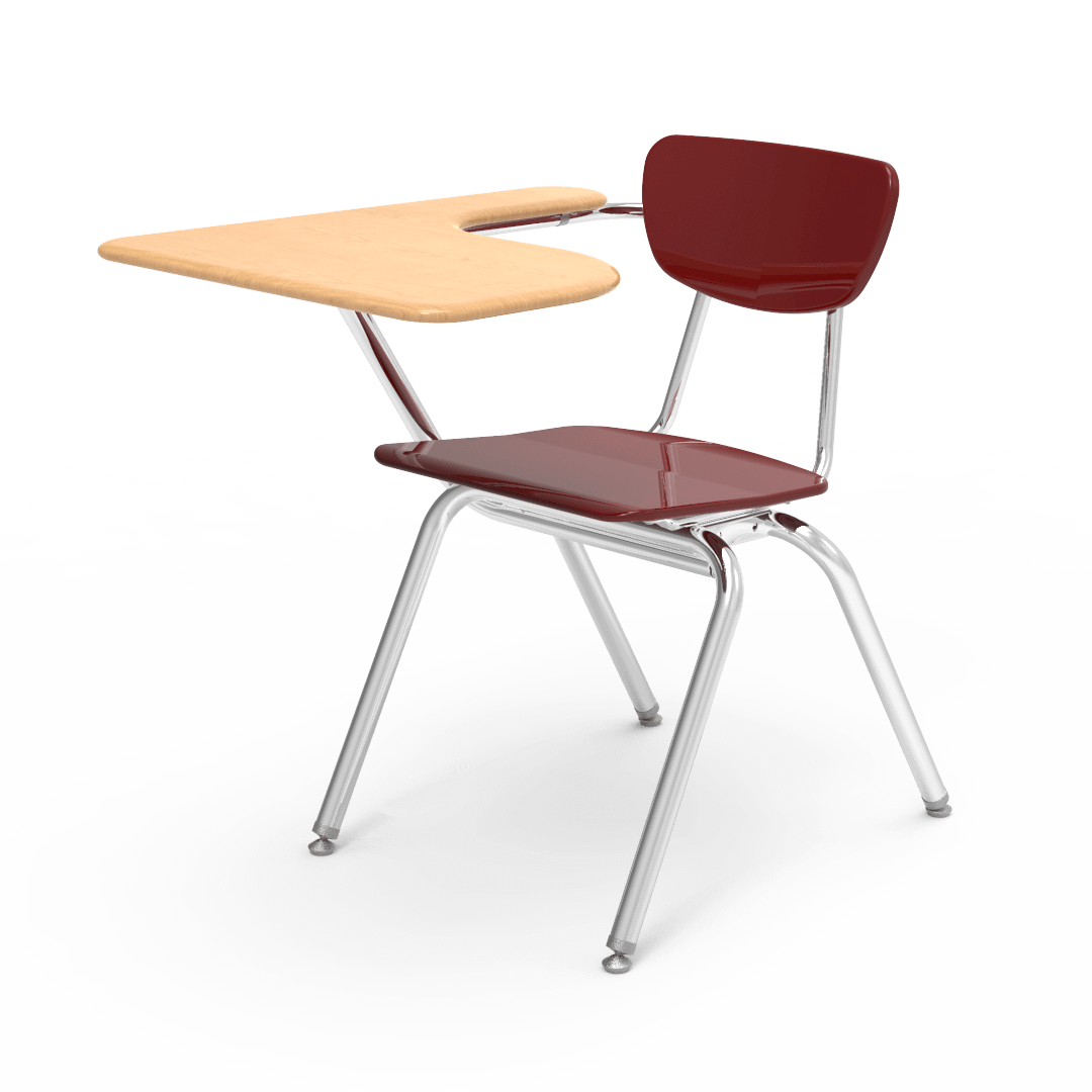 Virco 3700BRL Student Tablet Arm Chair Desk with 18" Hard Plastic Seat, Laminate Top and Bookrack for Schools and Classrooms - SchoolOutlet