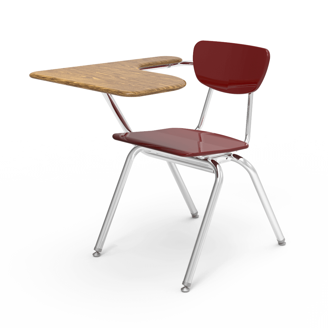 Virco 3700BRL Student Tablet Arm Chair Desk with 18" Hard Plastic Seat, Laminate Top and Bookrack for Schools and Classrooms - SchoolOutlet