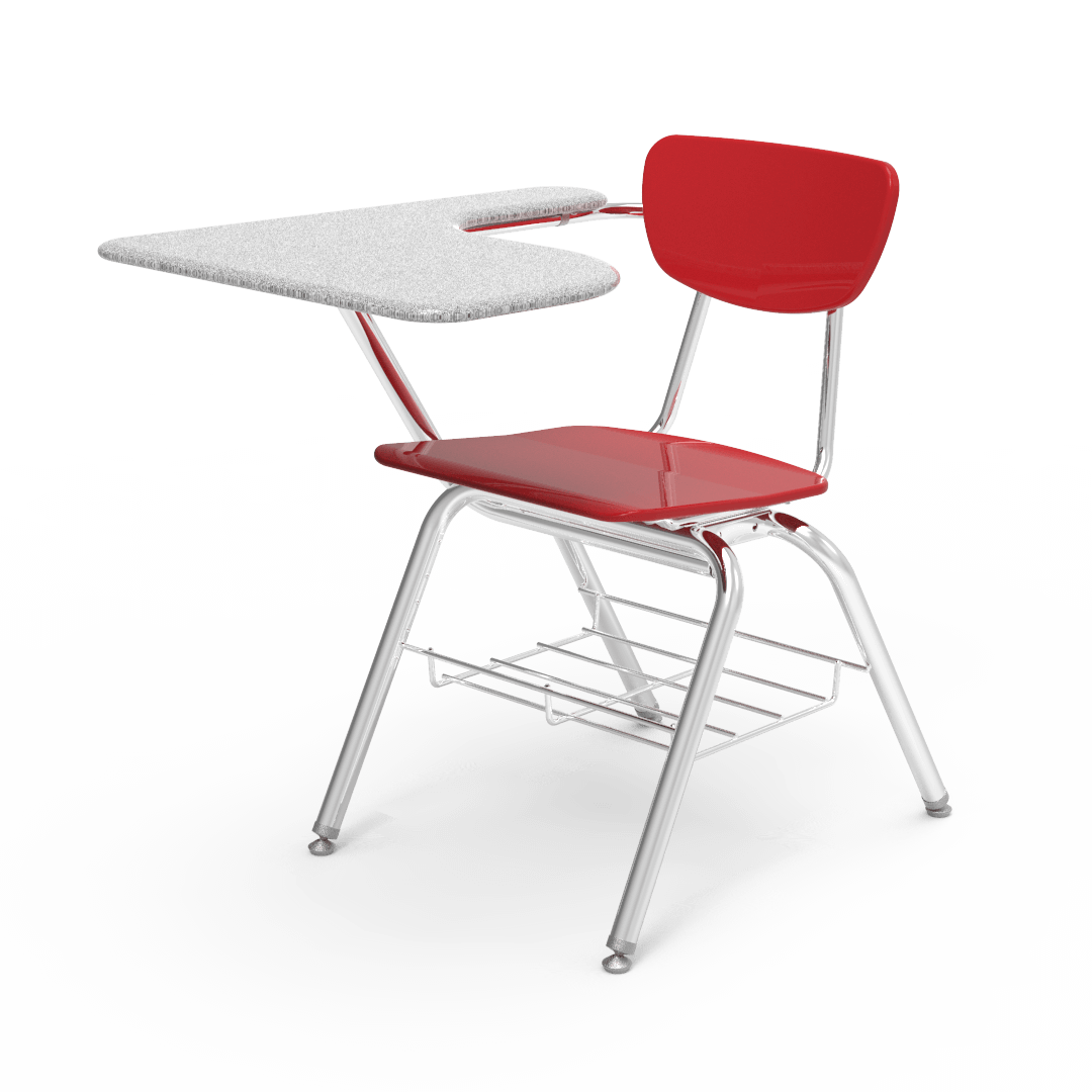 Virco 3700BRL Student Tablet Arm Chair Desk with 18" Hard Plastic Seat, Laminate Top and Bookrack for Schools and Classrooms - SchoolOutlet