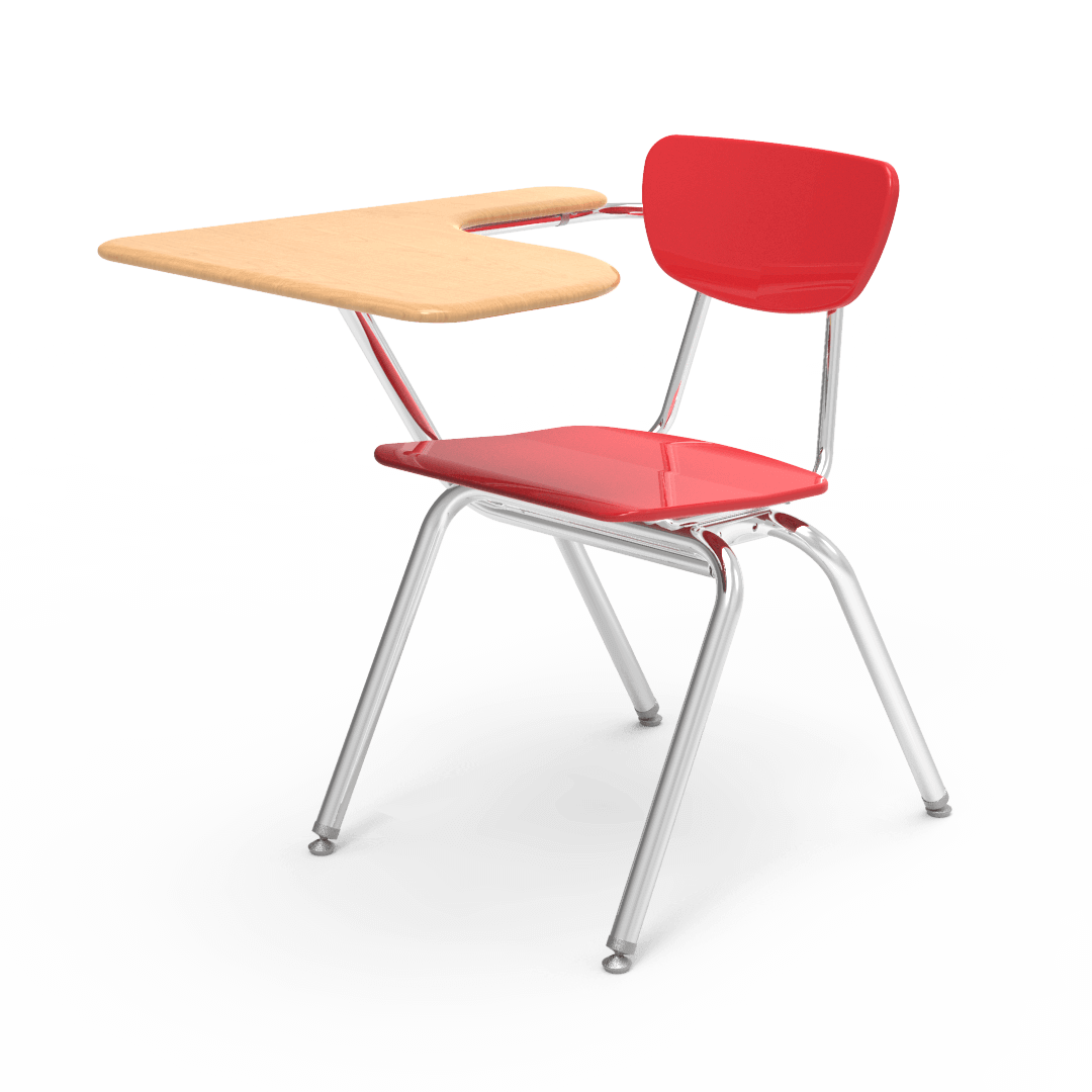 Virco 3700BRL Student Tablet Arm Chair Desk with 18" Hard Plastic Seat, Laminate Top and Bookrack for Schools and Classrooms - SchoolOutlet