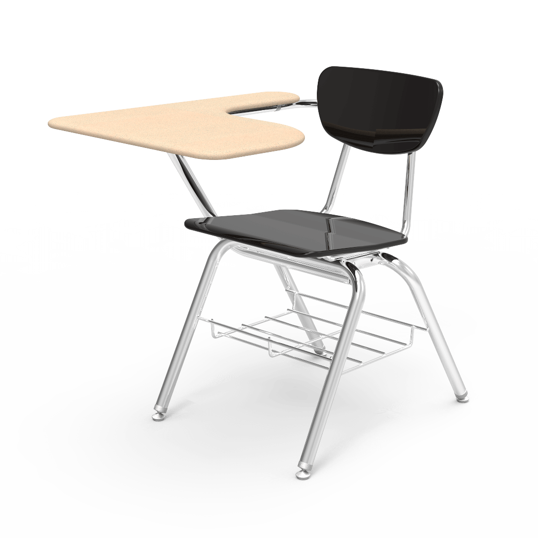 Virco 3700BRM Student Desk with Chair - Tablet Arm School Hard Plastic Seat and Bookrack for School and Classrooms - SchoolOutlet