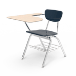 Virco 3700BRM Student Desk with Chair - Tablet Arm School Hard Plastic Seat and Bookrack for School and Classrooms - SchoolOutlet