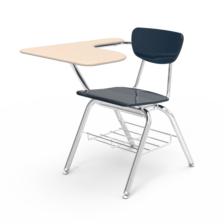 Virco 3700BRM Student Desk with Chair - Tablet Arm School Hard Plastic Seat and Bookrack for School and Classrooms - SchoolOutlet