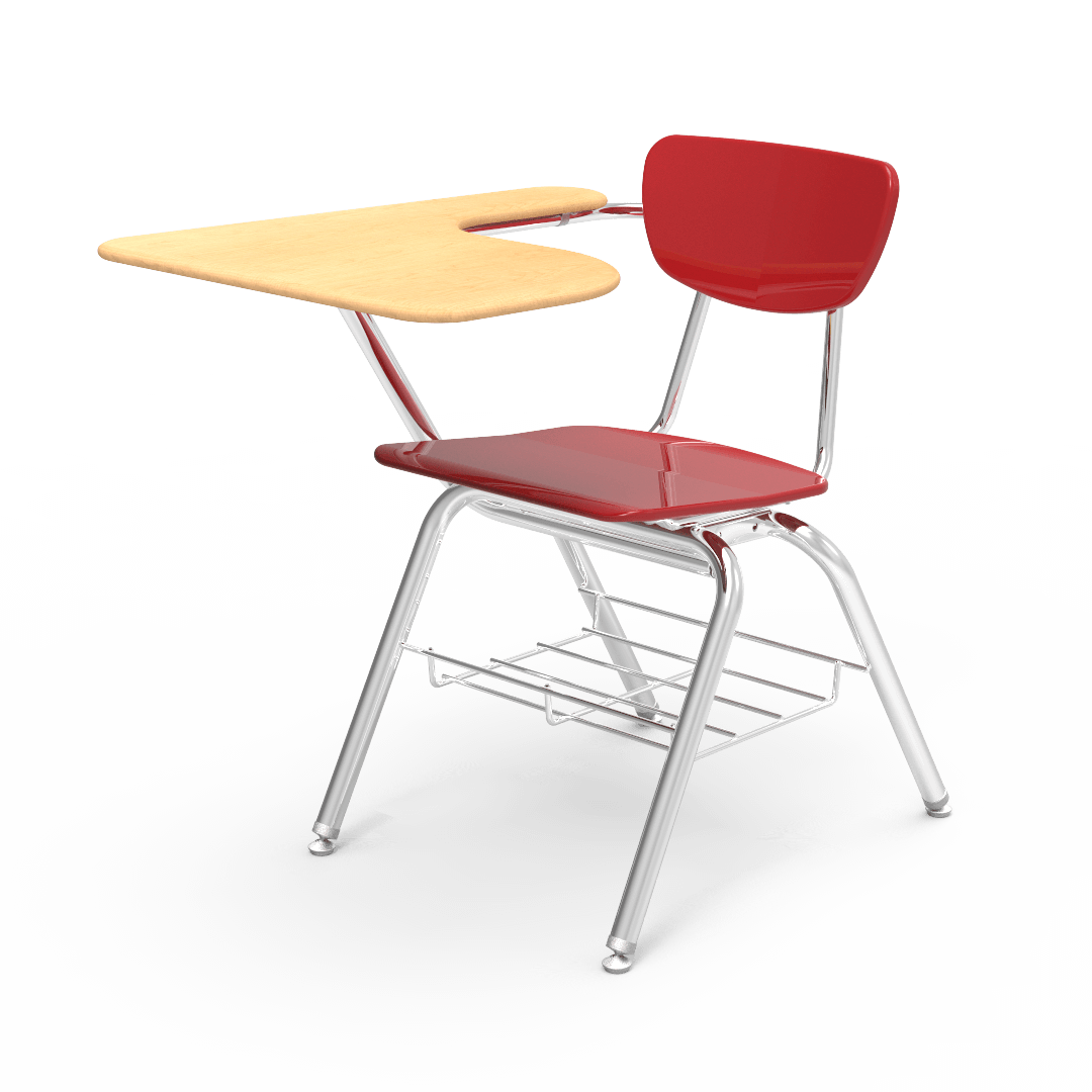 Virco 3700BRM Student Desk with Chair - Tablet Arm School Hard Plastic Seat and Bookrack for School and Classrooms - SchoolOutlet