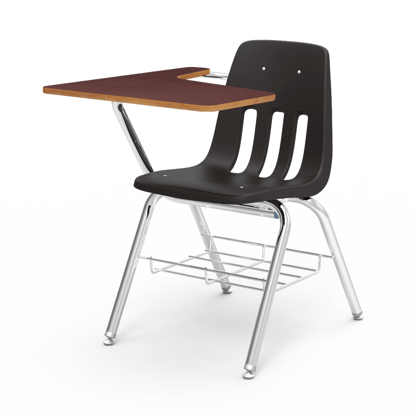 Virco 9700BR Student Tablet Arm Chair with Desk for Schools and Classrooms 18" Seat, Tablet-Arm Laminate Top, Bookrack - SchoolOutlet