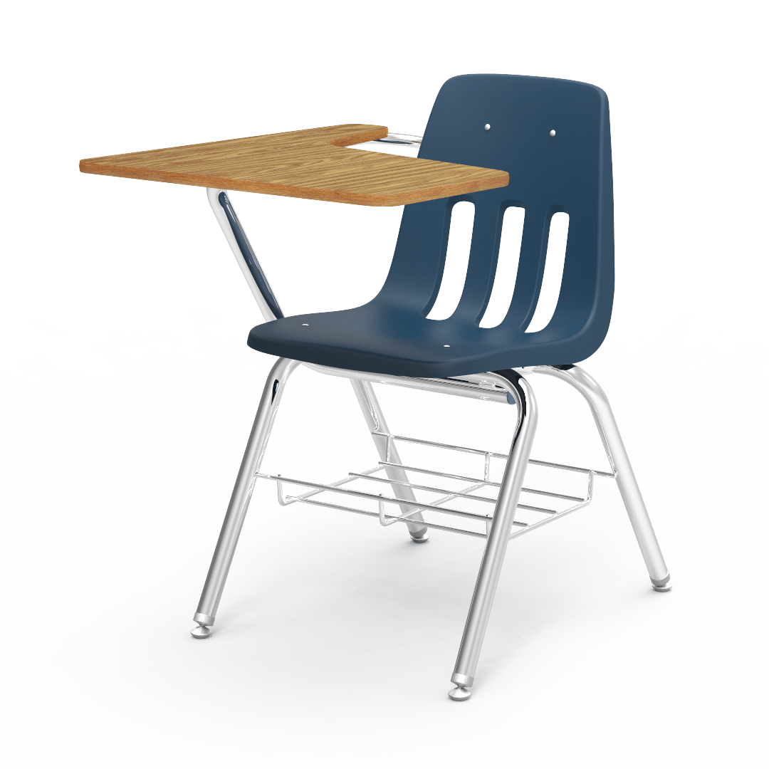 Virco 9700BR School Chair-Desk with Tablet Arm Top and attached Seat, 5th Grade - Adult for Classrooms and Students - SchoolOutlet