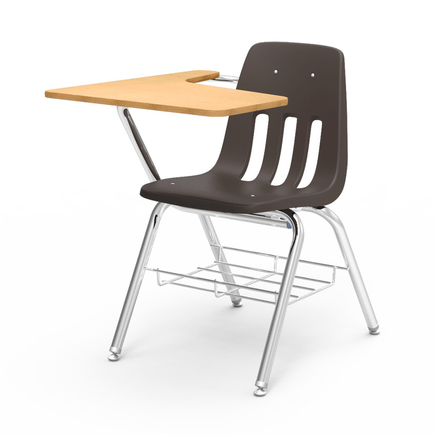 Virco 9700BR Student Tablet Arm Chair with Desk for Schools and Classrooms 18" Seat, Tablet-Arm Laminate Top, Bookrack - SchoolOutlet