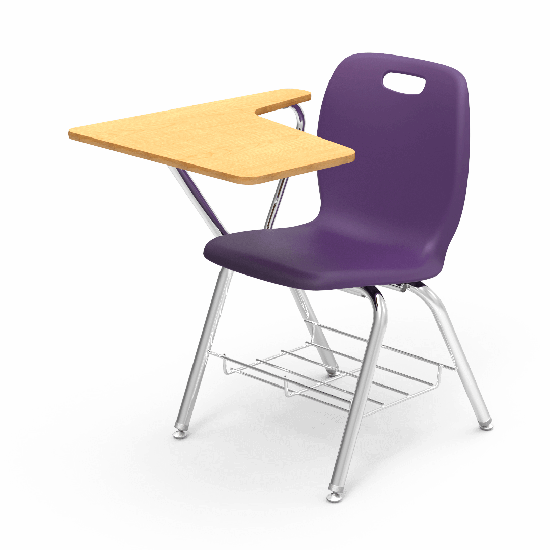 Virco N2 Series Tablet Arm Desk - Laminate Top - XL Seat (Virco N270ELBR) - SchoolOutlet