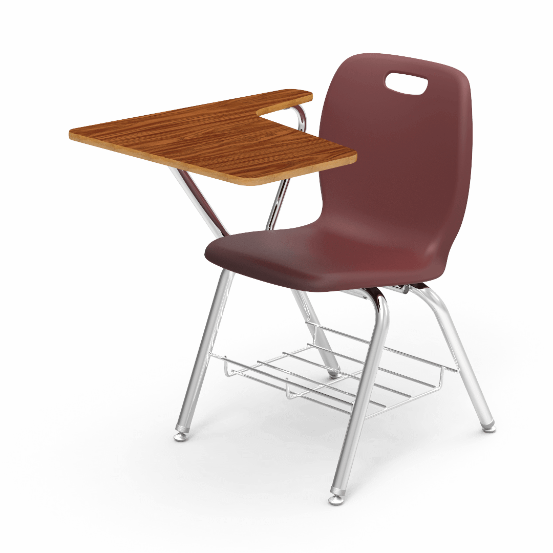 Virco N2 Series Tablet Arm Desk - Laminate Top - XL Seat (Virco N270ELBR) - SchoolOutlet