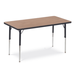 Rectangle Activity Table with Heavy Duty Medium Oak Laminate Top and Adjustable Height (24"W x 48"L x 22-30"H)