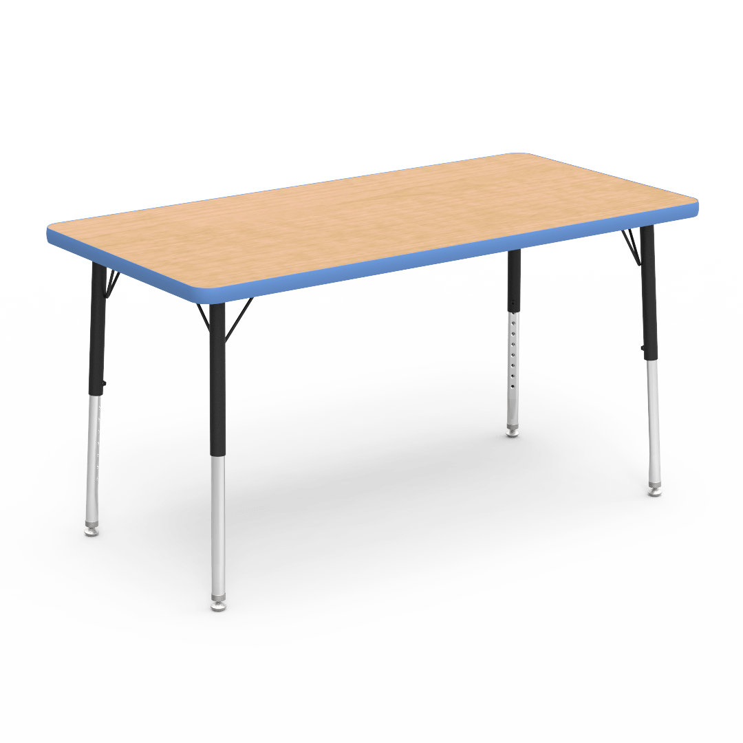 Virco 482448LO - Virco 4000 Series Rectangular Activity Table with Heavy Duty Laminate 24"W x 48"L Top - Preschool Height Adjustable Legs 17"-25"H - SchoolOutlet