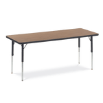 Rectangle Activity Table with Heavy Duty Medium Oak Laminate Top and Adjustable Height (24