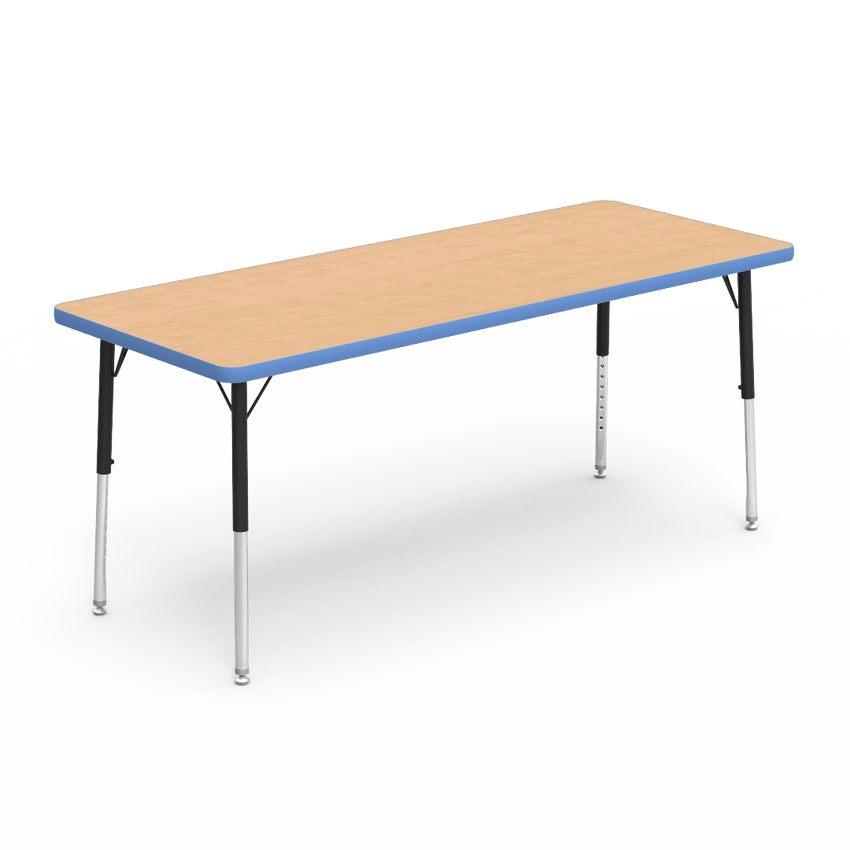 Rectangular Activity Table with Heavy Duty Laminate Top - Preschool Height Adjustable Legs (24"W x 60"L x 17-25"H) - SchoolOutlet