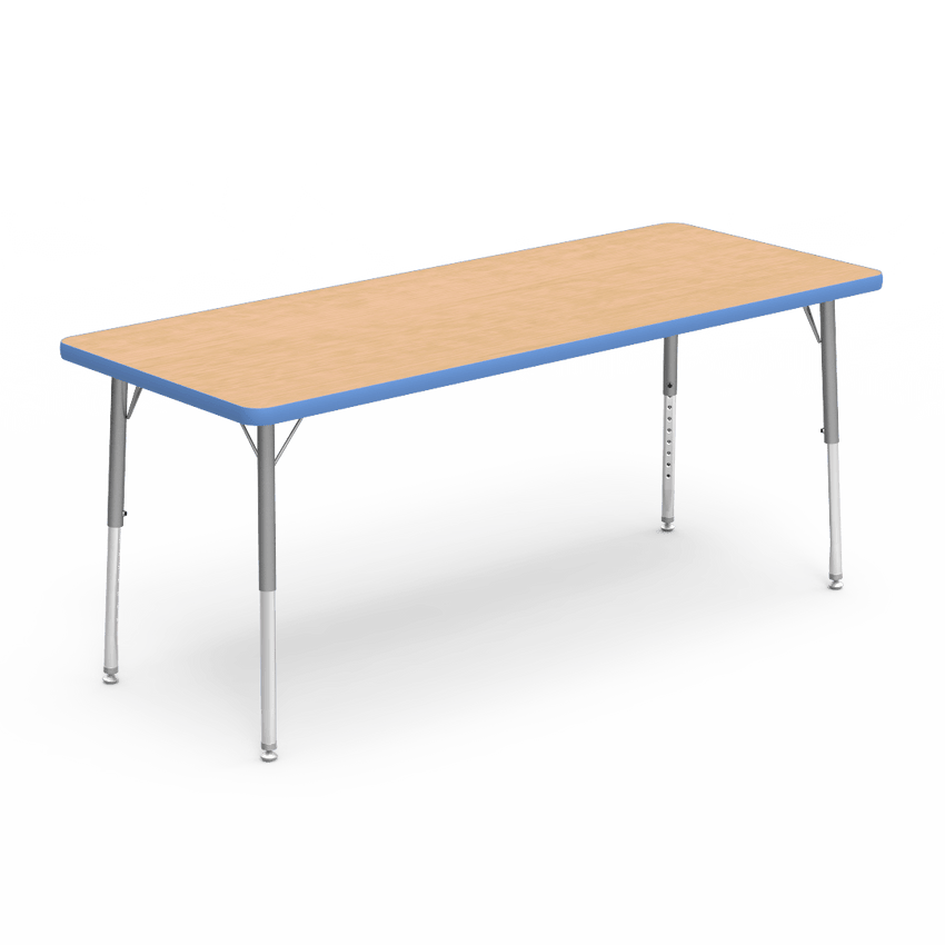 Rectangular Activity Table with Heavy Duty Laminate Top - Preschool Height Adjustable Legs (24"W x 60"L x 17-25"H) - SchoolOutlet
