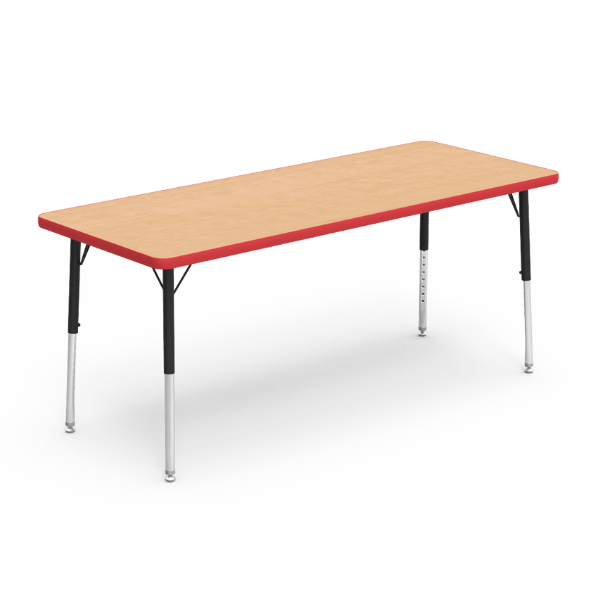 Rectangular Activity Table with Heavy Duty Laminate Top - Preschool Height Adjustable Legs (24"W x 60"L x 17-25"H) - SchoolOutlet
