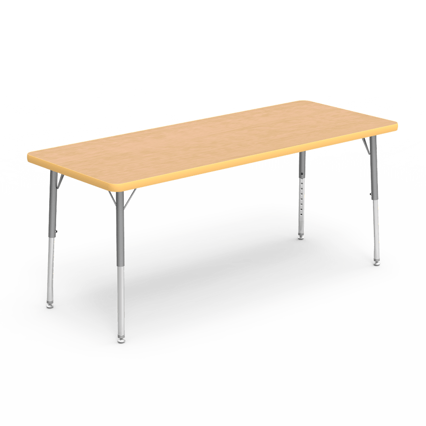 Rectangular Activity Table with Heavy Duty Laminate Top - Preschool Height Adjustable Legs (24"W x 60"L x 17-25"H) - SchoolOutlet