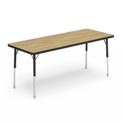 Rectangle Preschool Activity Table with Heavy Duty Medium Oak Laminate Top - Preschool Height Adjustable Legs (24"W x 60"L x 17-25"H)