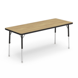 Rectangle Preschool Activity Table with Heavy Duty Medium Oak Laminate Top - Preschool Height Adjustable Legs (24"W x 60"L x 17-25"H)
