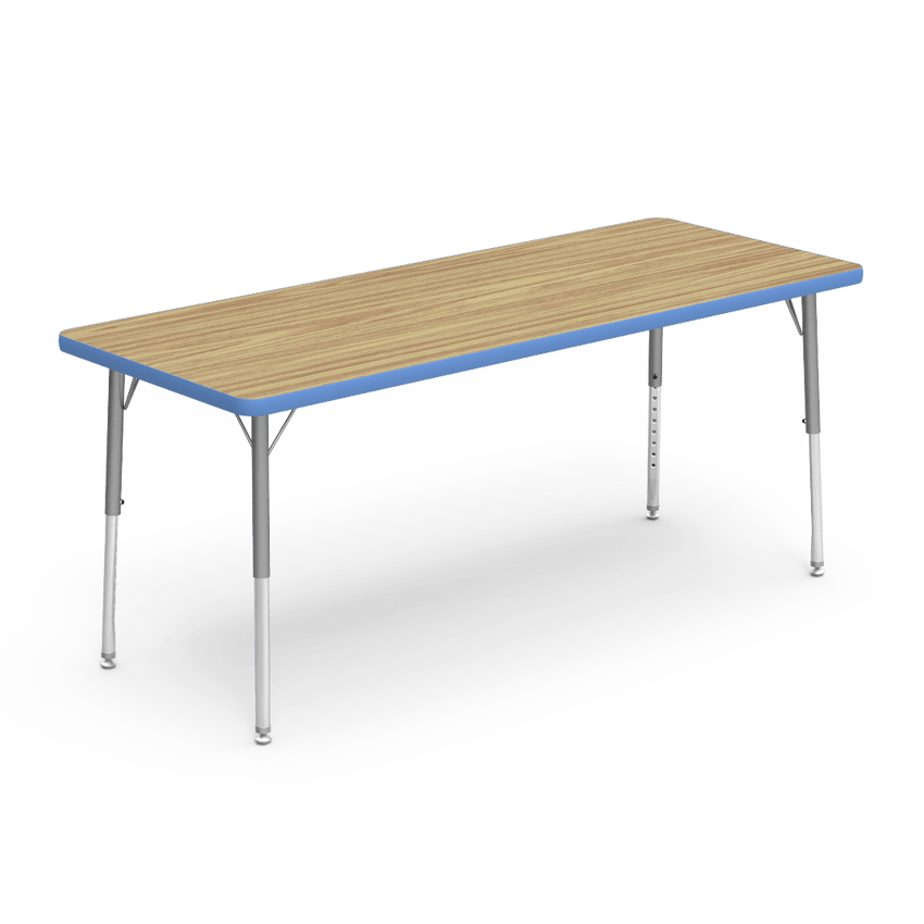 Rectangular Activity Table with Heavy Duty Laminate Top - Preschool Height Adjustable Legs (24"W x 60"L x 17-25"H) - SchoolOutlet