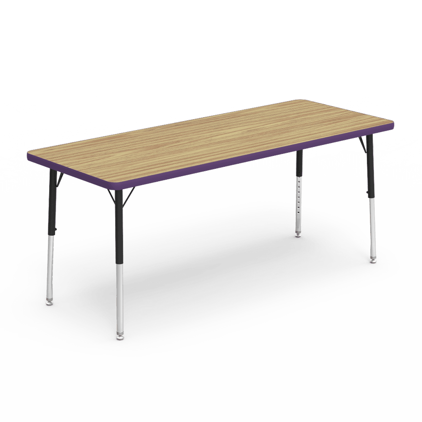Rectangular Activity Table with Heavy Duty Laminate Top - Preschool Height Adjustable Legs (24"W x 60"L x 17-25"H) - SchoolOutlet
